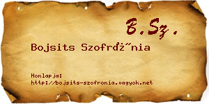 Bojsits Szofrónia névjegykártya